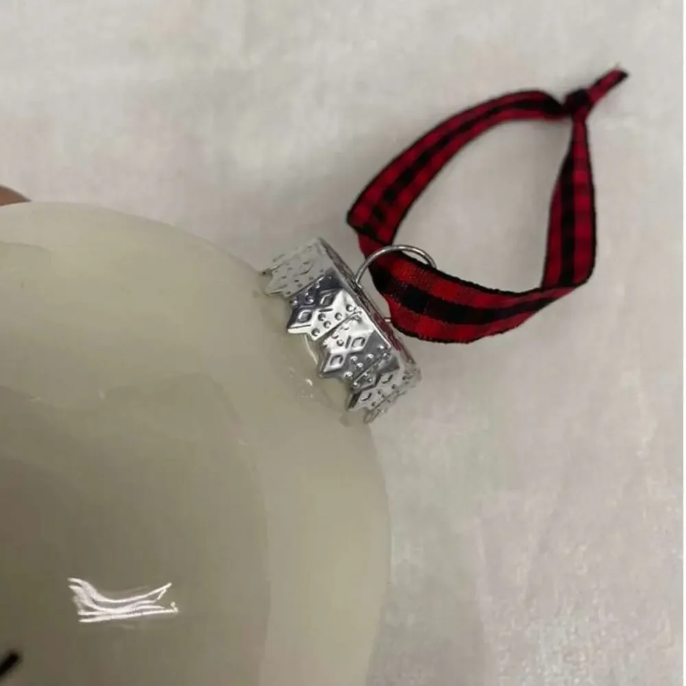 Rae Dunn By Magenta Ceramic Ball White Ornaments - Wifey - Hubby